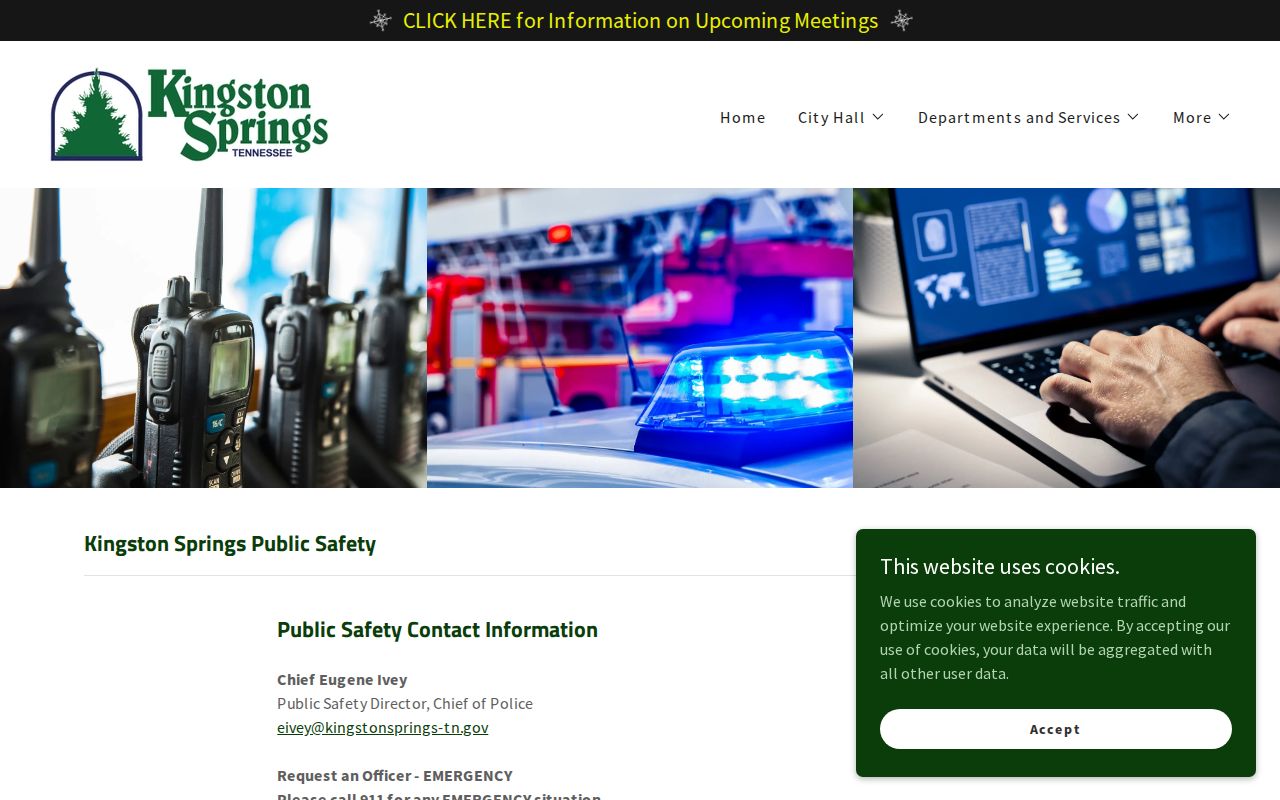 Cheatham County Kingston Springs Public Safety booking-record contact page